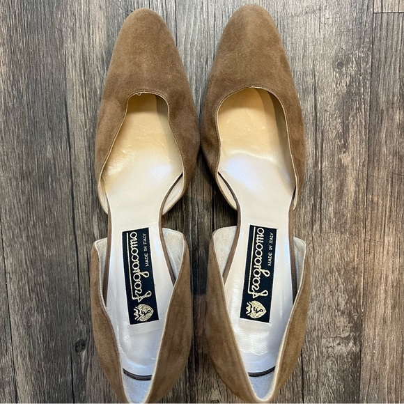 Fragiacomo Vintage High Heel Pumps Brown Suede Leather Slip On Round Toe Shoes 9 - Picture 13 of 15